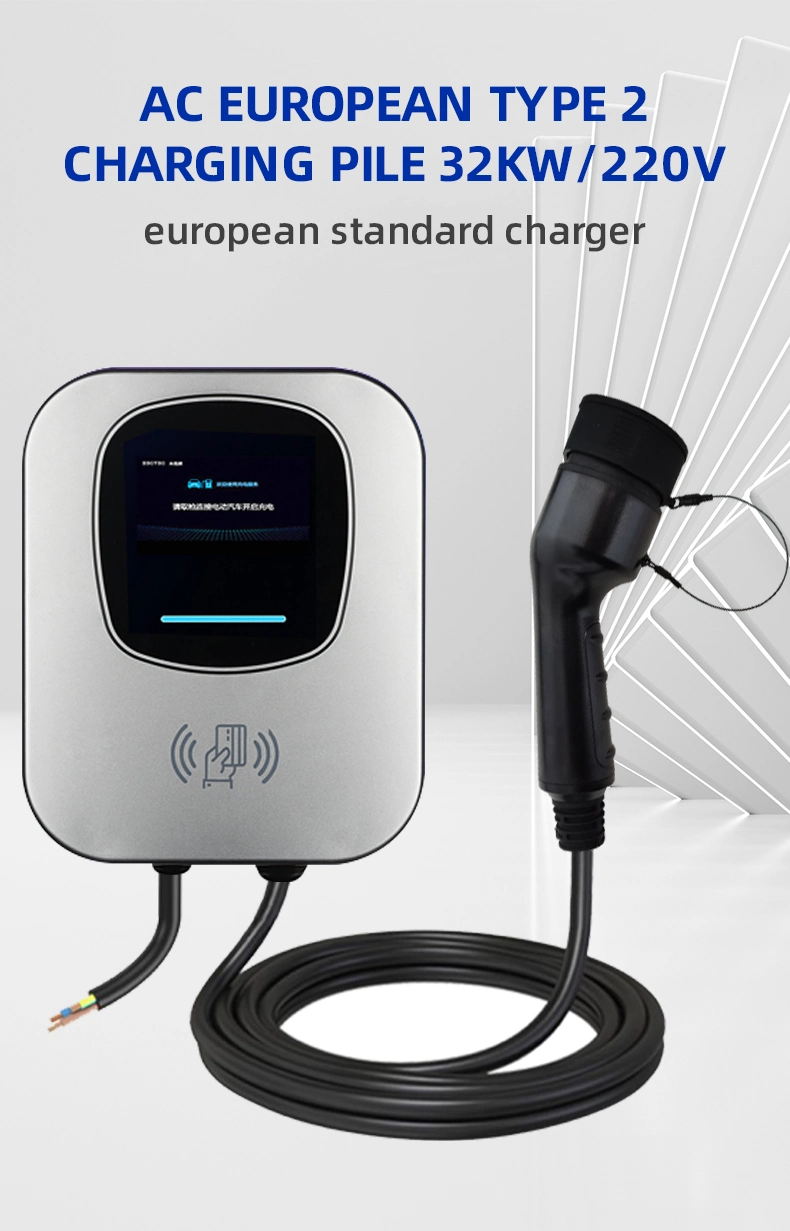 Smart Single Phase Wallbox Type 2 Gbt 32A EV Car Charger Electric Charging Pile Station Wallbox 7kw 22kw AC EV Charger Adapter