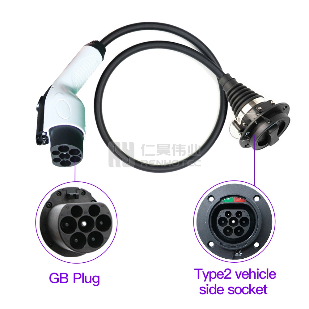 Type 2 to GB/T EV Car Charger Cable GB Plug to IEC 62196 Vehicle Side Socket Charging Adapter